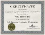 ABL Timber Ltd. - Forestry Safety Society of Nova Scotia - Certificate